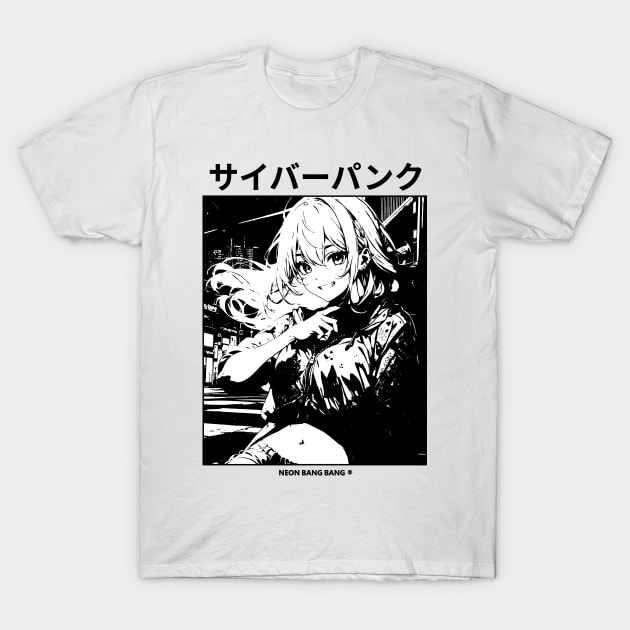 Anime Manga Girl Aesthetic Minimalist Soft Grunge Waifu Japanese Otaku | White T-Shirt by Neon Bang Bang